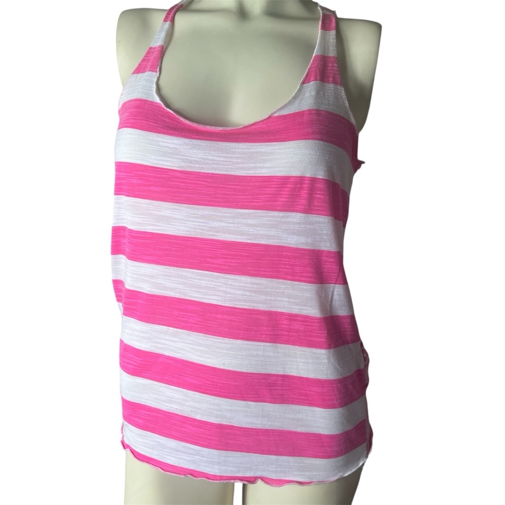 Zara Pink and White Large Striped Tank Top Lightweight